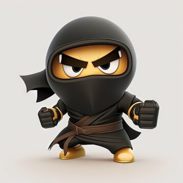  a cartoon character in a ninja outfit with a fist up and a black mask on his face, with a black belt around his waist and a black belt around his waist, and a.  generative ai