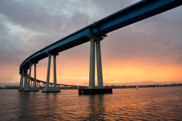 sunset over the bridge