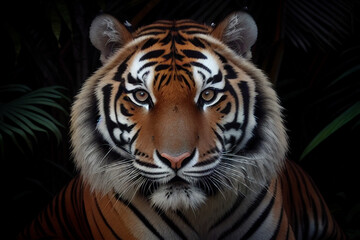 Majestic Tiger in the Jungle, Tiger Face, Generative AI