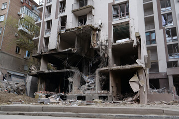 After bombing, dwelling house destroyed by russian missile in Kyiv city, Ukraine