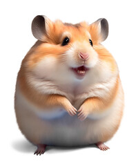 Happy hamster laughing, isolated on transparent background. Generative AI