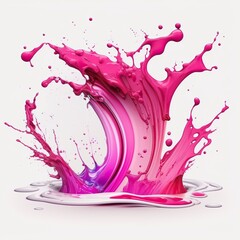 Pink Paint Splash Isolated on White Background. Generative AI.