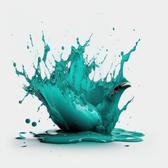 Teal Liquid Paint Splash. Generative AI.