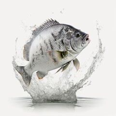 Tilapia Fish Splash Icon Isolated on White Background. Generative AI.