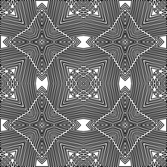 Stylish texture with figures from lines.
Abstract geometric black and white pattern for web page, textures, card, poster, fabric, textile. Monochrome graphic repeating design. 