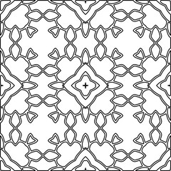 Stylish texture with figures from lines.
Abstract geometric black and white pattern for web page, textures, card, poster, fabric, textile. Monochrome graphic repeating design. 