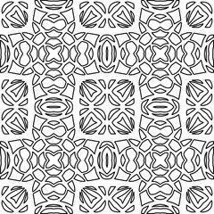 Stylish texture with figures from lines.
Abstract geometric black and white pattern for web page, textures, card, poster, fabric, textile. Monochrome graphic repeating design. 