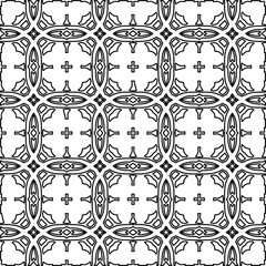 Stylish texture with figures from lines.
Abstract geometric black and white pattern for web page, textures, card, poster, fabric, textile. Monochrome graphic repeating design. 