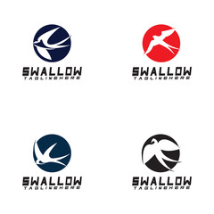 Swallow logo. silhouette swallow flying logo vector isolated white background