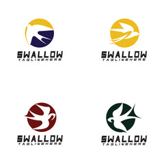 Swallow logo. silhouette swallow flying logo vector isolated white background