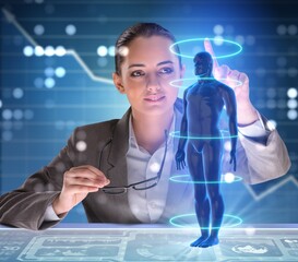 Futuristic remote diagnostics concept with businesswoman