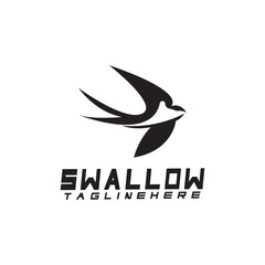 Swallow logo. silhouette swallow flying logo vector isolated white background