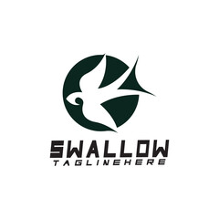 Swallow logo. silhouette swallow flying logo vector isolated white background