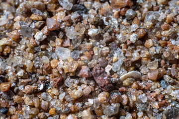 Macro photo of fine grains of sand on a beach.