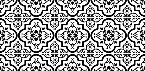 Black and white geometric pattern. Tileable texture background.