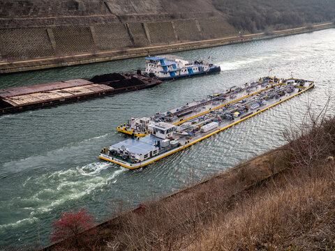 barge on the Danube - Black Sea canal in Romania
