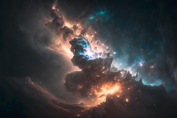 space illustration with stars and nebula. Generative AI
