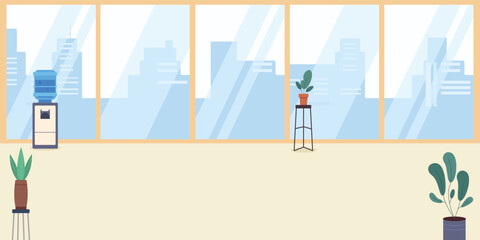 Empty office interior. Work background. Cartoon scene