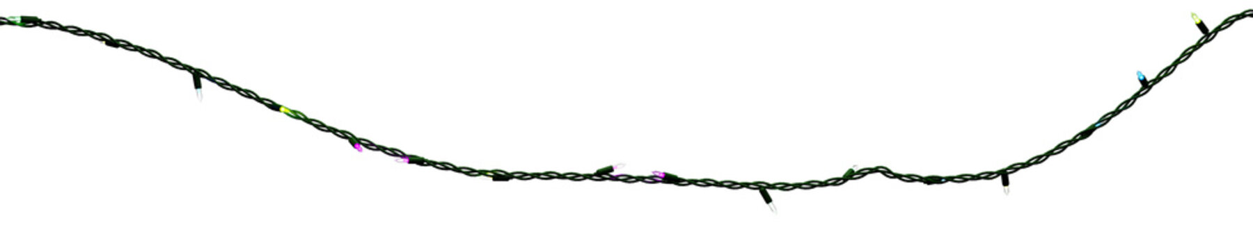 Isolated Banner String Of Mardi Gras Colored Mini Lights In Green, Purple , Blue And Yellow