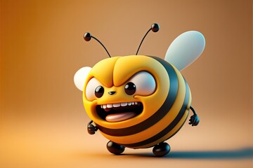 Naklejka premium Cute 3D Cartoon bee character. Generative AI
