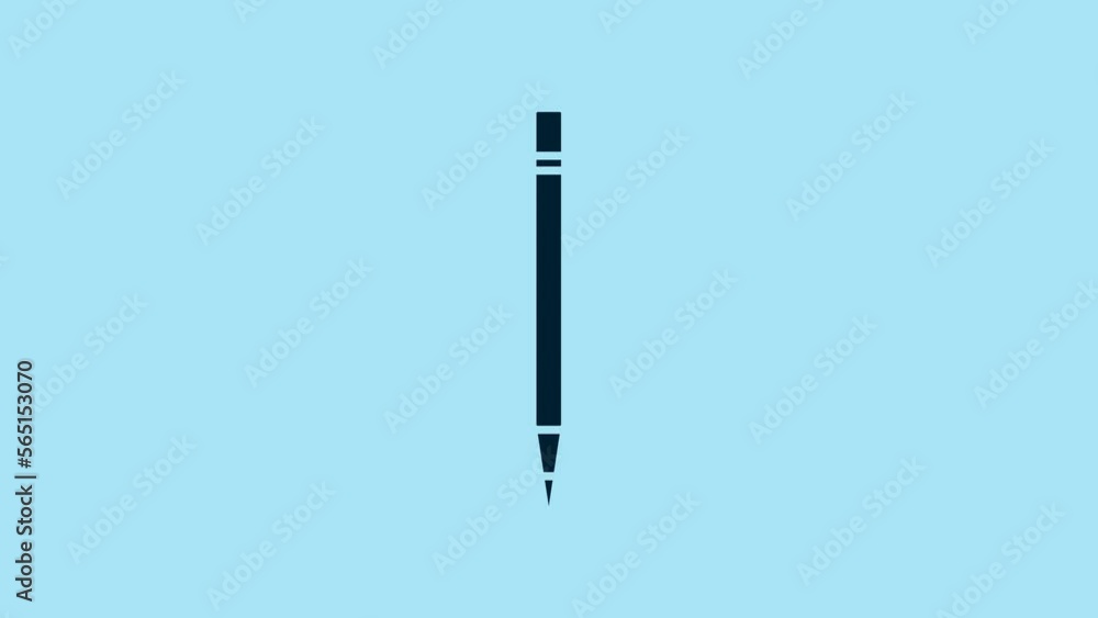 Canvas Prints blue pencil with eraser and line icon isolated on blue background. drawing and educational tools. sc