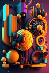 Colourful 3D Abstract Art poster