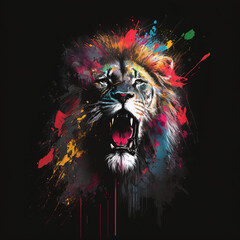 lion head color splash illustration