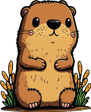 cute cartoon otter standing brown clip art preview