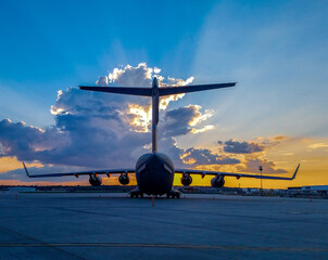 C17 with a sunset