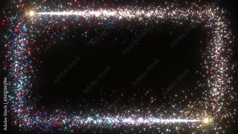 Aufkleber glowing particle trail moving right to left and left to right on black background. glitter particle 