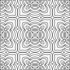 Stylish texture with figures from lines.
Abstract geometric black and white pattern for web page, textures, card, poster, fabric, textile. Monochrome graphic repeating design. 