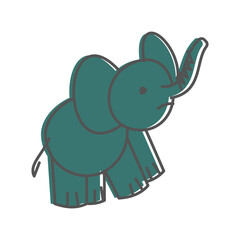 illustration eliphant, outline animal character, concept	