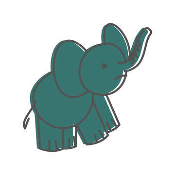 illustration eliphant, outline animal character, concept	