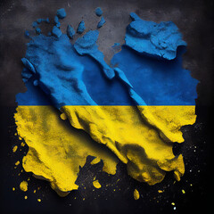 Ukraine flag. Paint and waves. Support Ukraine sign. Hand painted brush. Ai generative