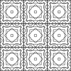 Stylish texture with figures from lines.
Abstract geometric black and white pattern for web page, textures, card, poster, fabric, textile. Monochrome graphic repeating design. 