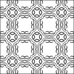 Stylish texture with figures from lines.
Abstract geometric black and white pattern for web page, textures, card, poster, fabric, textile. Monochrome graphic repeating design. 