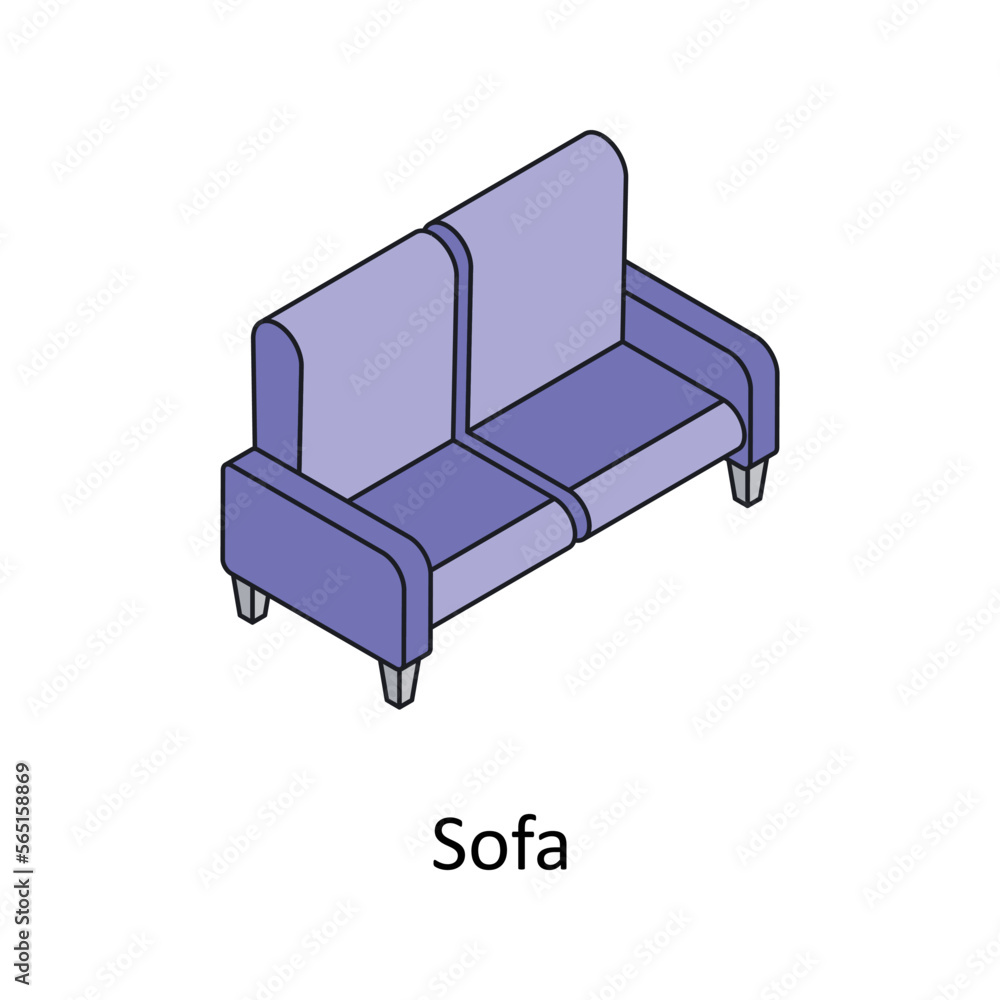 Poster sofa vector isometric filled outline icon for your digital or print projects.