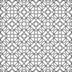 Fototapeta premium Stylish texture with figures from lines. Abstract geometric black and white pattern for web page, textures, card, poster, fabric, textile. Monochrome graphic repeating design. 