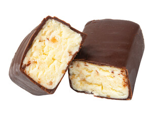cottage cheese. glazed curds in caramel glaze. glazed curd bars in chocolate glaze on white...