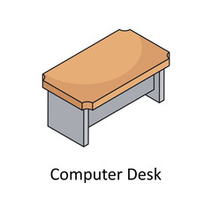 Computer Desk Vector Isometric Filled Outline icon for your digital or print projects.