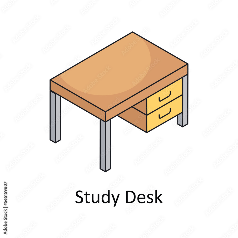 Poster study desk vector isometric filled outline icon for your digital or print projects.