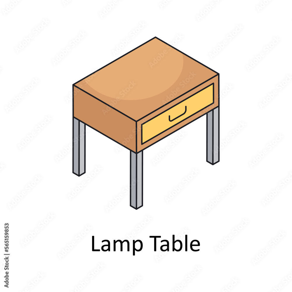 Poster Lamp Table Vector Isometric Filled Outline icon for your digital or print projects.