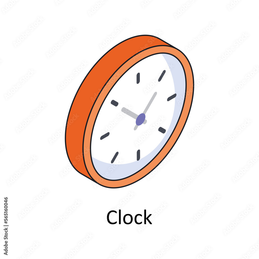 Poster clock vector isometric filled outline icon for your digital or print projects.