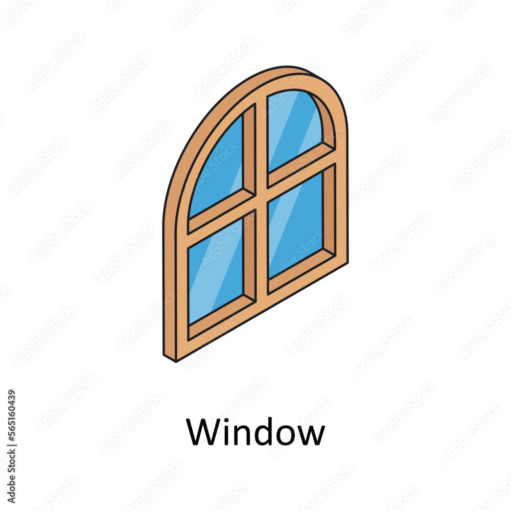 Poster window vector isometric filled outline icon for your digital or print projects.