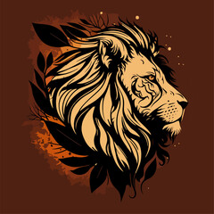 vector logo illustration of a lion with marks on its face