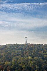 Obraz premium View of Mount Petřín from Prague, Czech Republic.