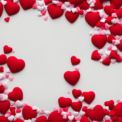 Romantic red and white background with roses, valentine's day created with Generative AI Technology