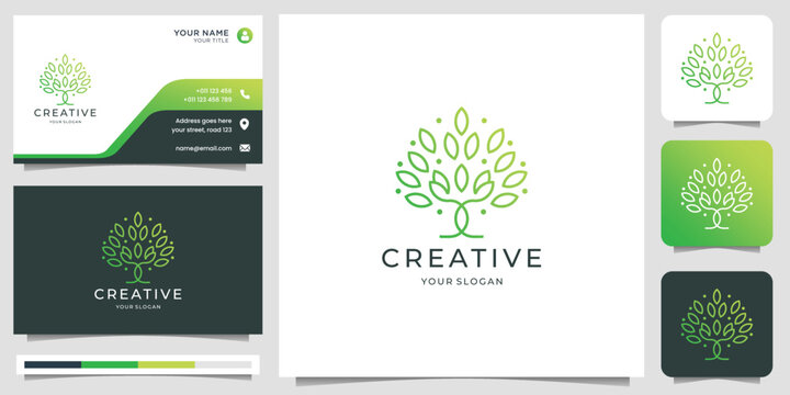 feminine tree logo template. tree logo inspirations for business of company.