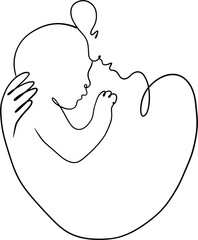 Motherhood Line Art PNG Illustrations - Hand drawn isolated transparent mother and baby line drawing