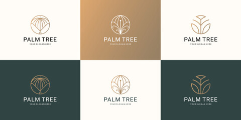 set of minimalist palm tree logo design.